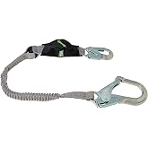 MSA V-Series Stretch Shock Absorbing Lanyard, 6' Stretchable Length, Green | Single-Leg, 36CL Large Snaphooks, Polyester Web, Durable, Energy Absorbing Lanyard, OSHA Compliant, Meets ANSI 10193554