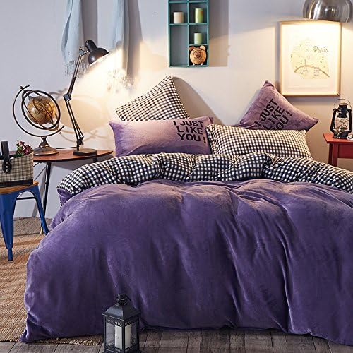 HlA Bed Set Thick Simple Solid Color Winter Faller Lint-Free 4-Piece , Coral Sexily ,1.8M (6 Ft) Bed