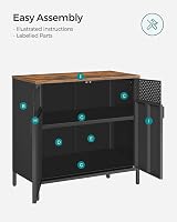 SONGMICS Storage Cabinet Metal Cabinet with Double Doors LSC102B01 Rustic Brown view 8