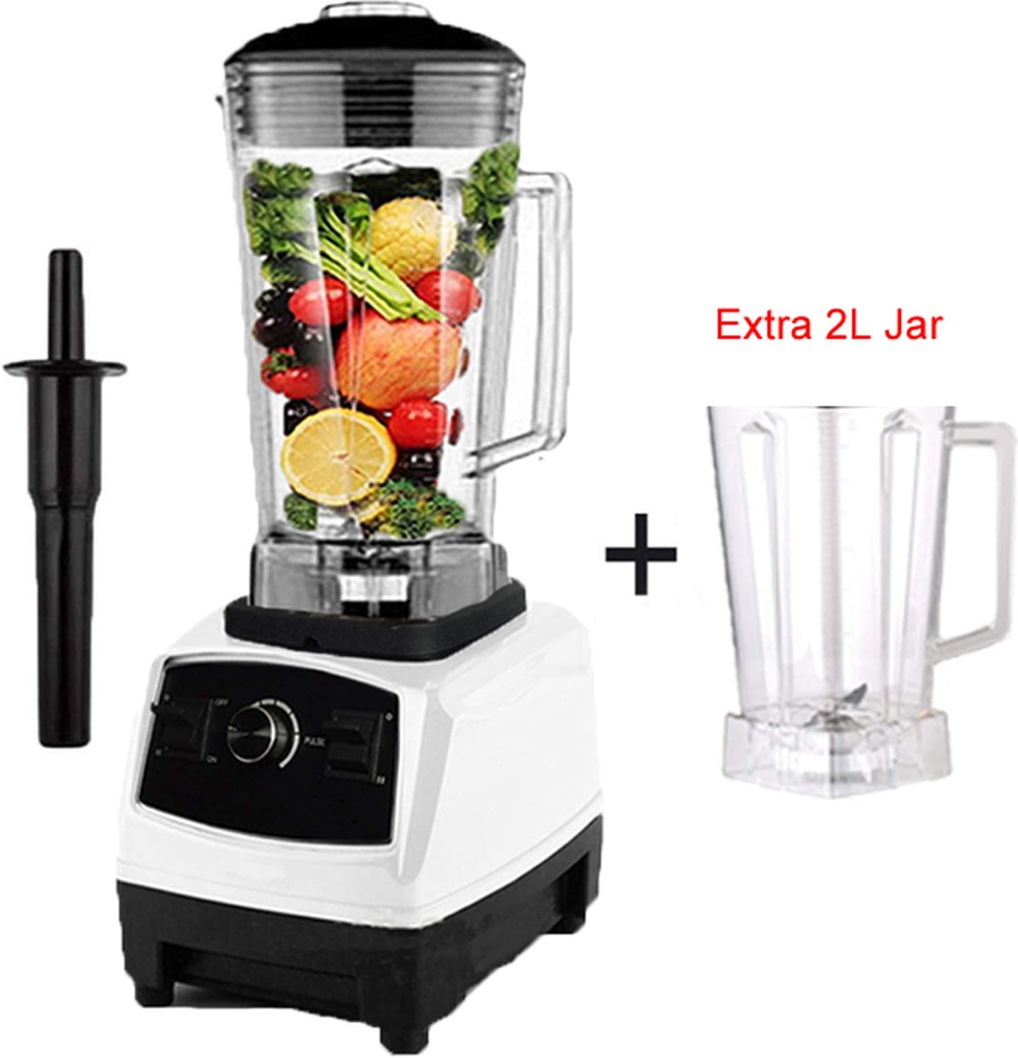 Heavy Duty Commercial Blender Mixer High Power Food Processor Ice Smoothie Bar Fruit Electric Blender,white extra jar