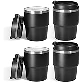 CHLJAR 6 oz Espresso Cup, Ceramic-Lined 18/8 Stainless Steel Coffee Cup With lid for Espresso Machine, Reusable & Stackable Double-Wall Vacuum Insulated Tea Cups, Dishwasher Safe, 4 Pack-Black