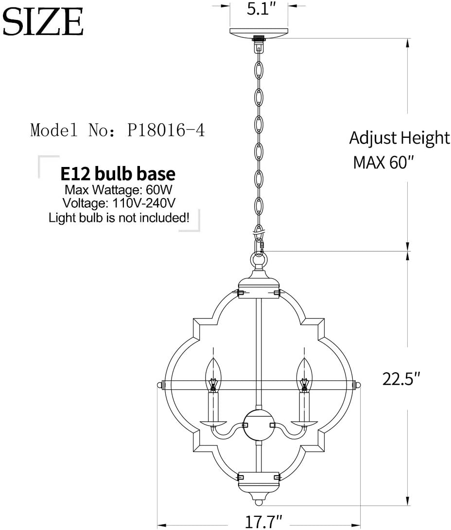 TZOE Orb 4-Light Metal Chandelier，Rustic Vintage Chandelier，Stardust Finish，Foyer Light，Adjustable Height，Dining Room Lighting Fixtures Hanging，Living Room Light，Kitchen Chandelier UL Listed - - 