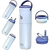 BOTTLE BOTTLE Insulated Water Bottle for Sports with Straw,2 lids,18 oz 3IN1 Water Bottles for Slim Can Coolers and Kids Tumbler, Stainless Steel Metal Bottles for Outdoor Activities(Blue)