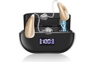 NVBOTY OTC Hearing Aids for Seniors & Adults - Rechargeable, 25+ Hour Battery Life, Advanced Noise Cancellation, 5-Level Volume & Memory, Clear Sound, Comfort-Fit, LED Display (Black)