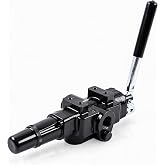 25GPM 3500PSI 1 Spool Log Splitter Hydraulic Control Valve A7 S390406A | Open Center, Work Port 1/2" NPT, In/Out 3/4" NPT, with Adjustable Detent, Heavy Duty Cast Iron