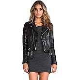 KBN Leather Women's Genuine Lambskin Biker Bomber Jacket Medium Black