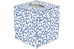 MARYE-KELLEY Blue Waverly Scroll Paper Mache Tissue Box Cover