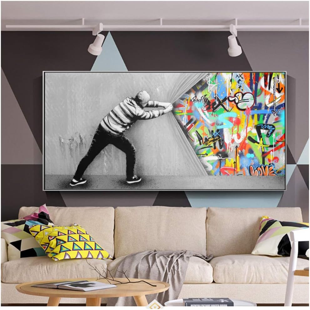 Graffiti Kunst Wandbilder Für Wohnzimmer Hinter Dem Vorhang Street Art