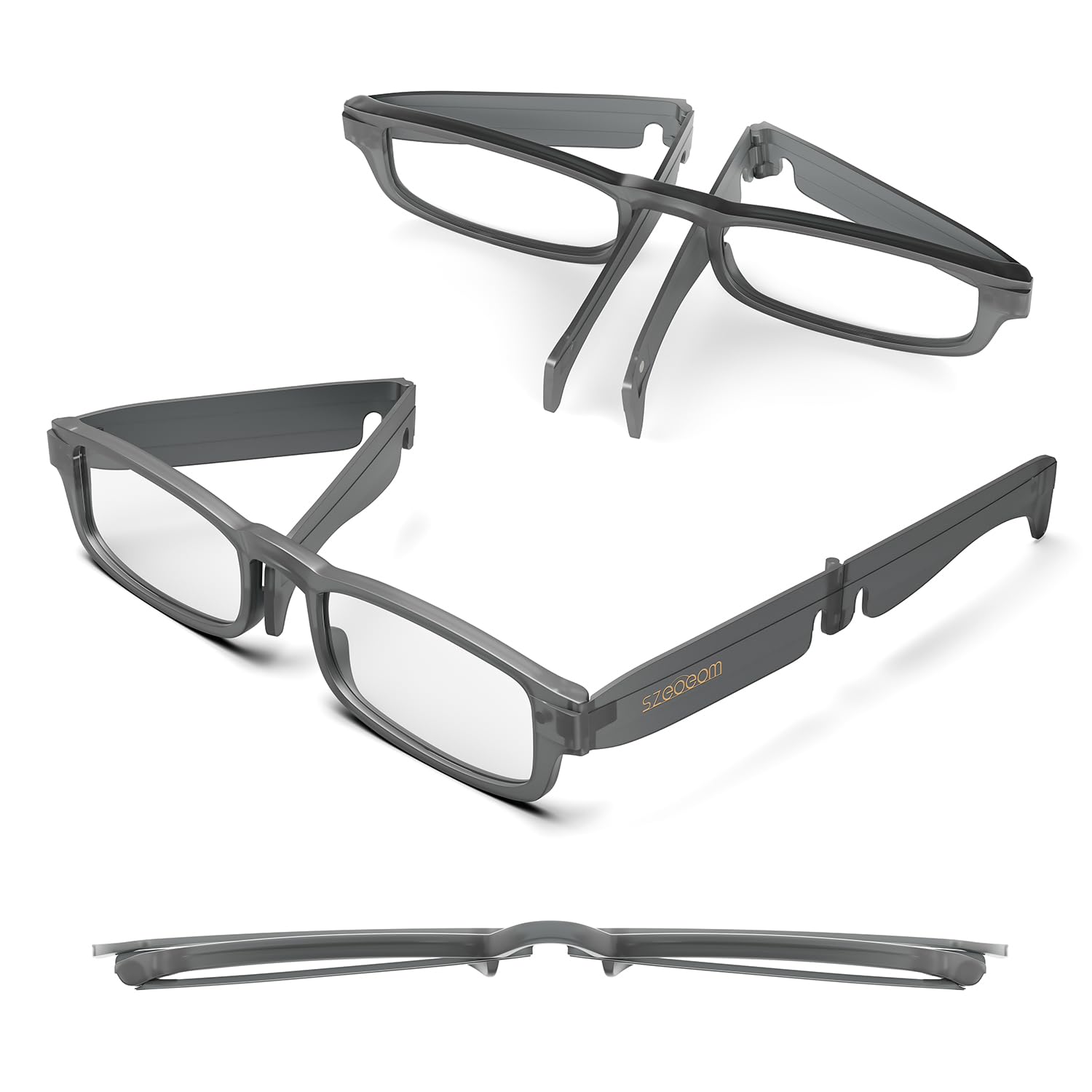 SZEOEOM Folding Reading Glasses Portable Pocket Readers Slim ultra-thin Compact readers Travel BlueLight Blocking Women Men (Gray, 1, Dioptres)