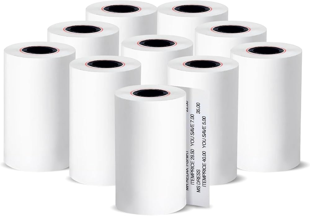 G4GADGET 100 Rolls 57 x 40 Thermal Paper Till Rolls with Red Warning Strip