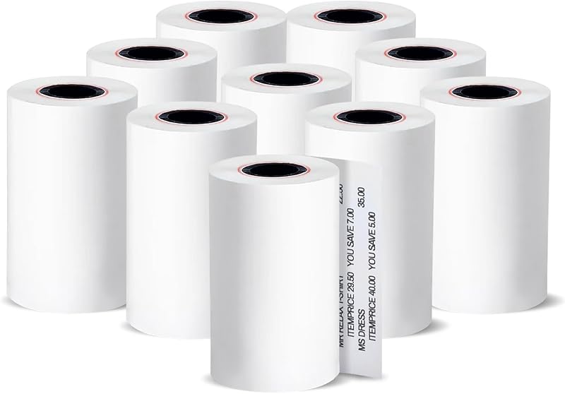 G4GADGET 100 Rolls 57 x 40 Thermal Paper Till Rolls with Red Warning Strip