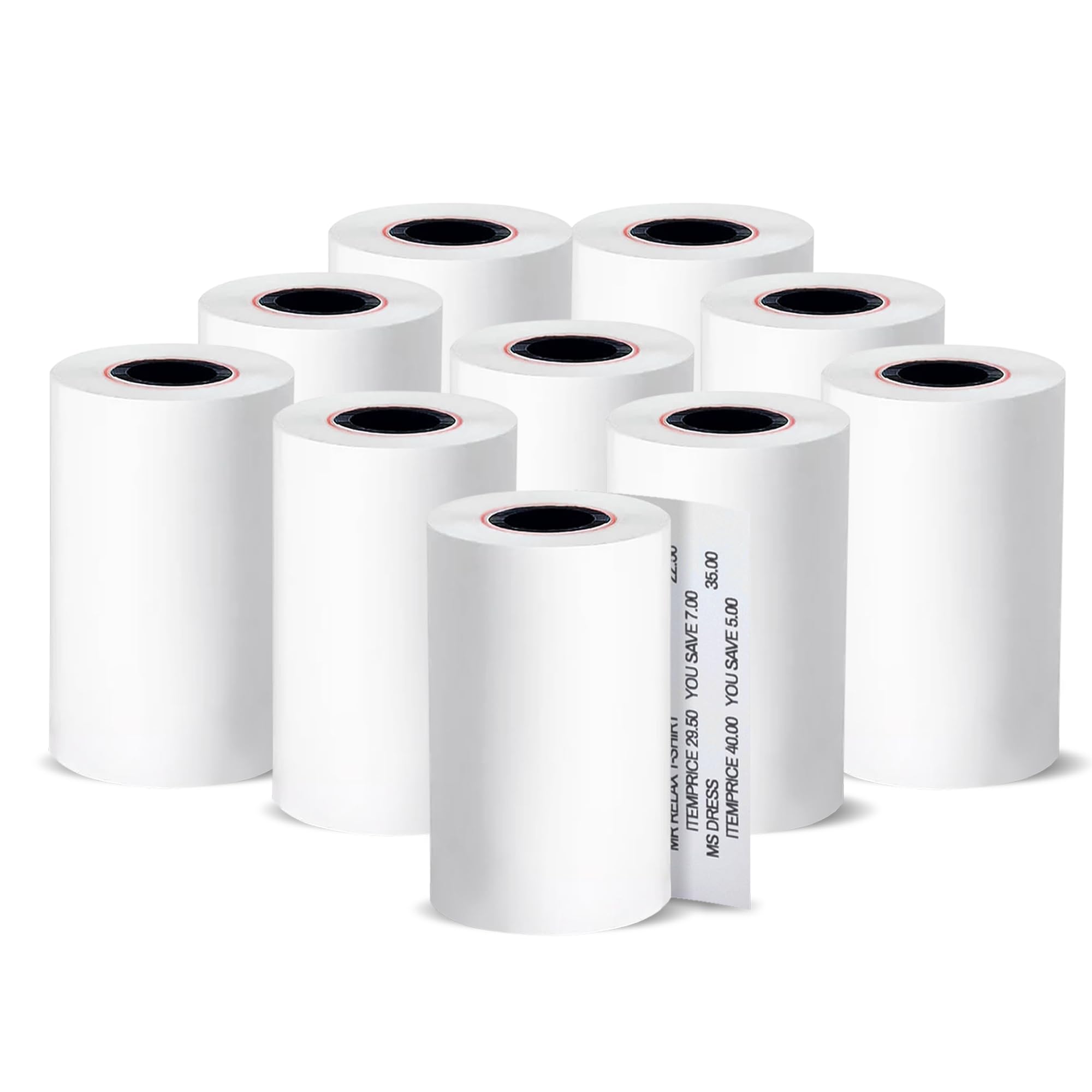 50 Rolls 57 x 40 Thermal Paper Till Rolls Receipt Roll for Cash Register, POS, Credit Card Machine with Red Warning Strip