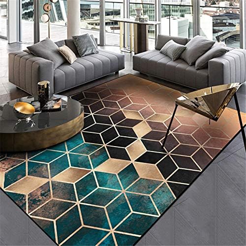 DTZJ Black Blue Kaleidoscope Geometric Modern Traditional Living Room Carpet Durable Carpet@160 * 230CM_C01