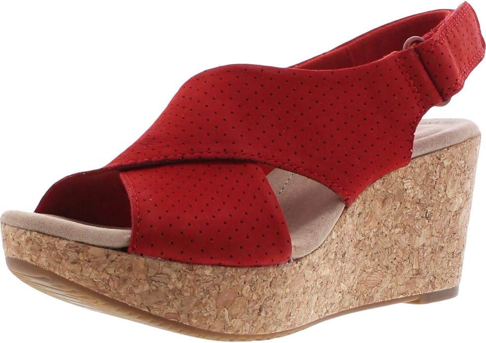 Amazon.com | Clarks Womens Annadel Parker Suede Perforated Wedge Sandals | Platforms & Wedges