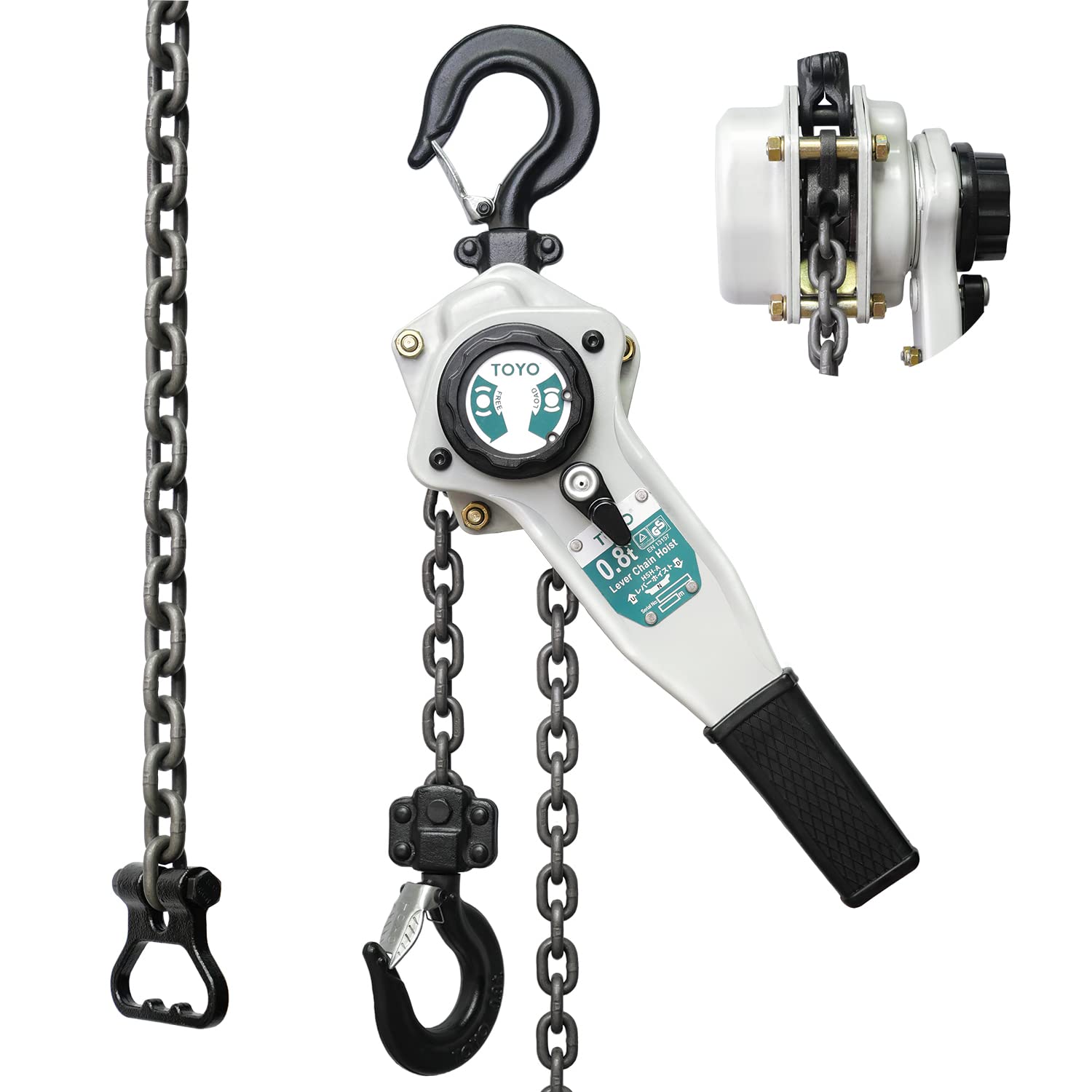 Photo 1 of TOYO Lever Chain Hoist 1750Lbs 10ft,Chain Come Along 0.8T 10Ft Ratchet Chain Puller Hoist Alloy Steel G80 Chain 2 Heavy Duty Hooks for Building Warehouse Automotive Garages Machinery (1750LB 10FT)