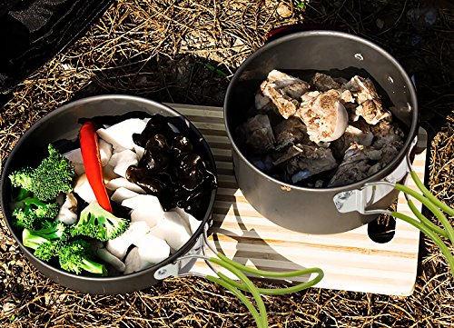 Startostar Camping Cookware Mess Kit, Outdoor Backpacking Hiking Cooking Equipment includes Pots and Pans Set with Spork, Mesh Bag - Gift Box - Thumbnail 6