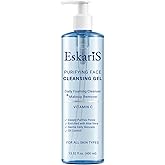 Eskaris Purifying Face Cleansing Gel – Vitamin C & Aloe Vera, Daily Foaming Face Wash & Makeup Remover, Soap-Free Cleanser, Oil Control, 13.52 oz (400 ml)