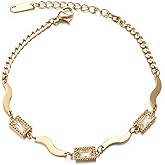 vissen Adjustable Gold Bracelet for Women Red/Blue/White Cubic Zirconia Bracelets Fine Yellow Chain for Trendy Jewelry