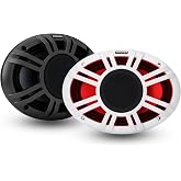 KICKER 48KMXL69 6x9 4-Ohm RGB LED KMXL Horn-Loaded Marine Coaxial Speakers, Pair