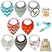 Baby Bandana Drool Bibs + Gift for Boys and Girls – Set of 8 Orange Unisex Bandana Bib, Hypoallergenic & Organic Cotton Baby Bandana Bib by Bubble Pleasure