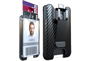 LIUGX Badge Holder, ID Card Holder with Metal Clip - Durable Polycarbonate (Holds 1 to 4 Cards), Portable Wallet for Office, Laborer, Police, Work, Black