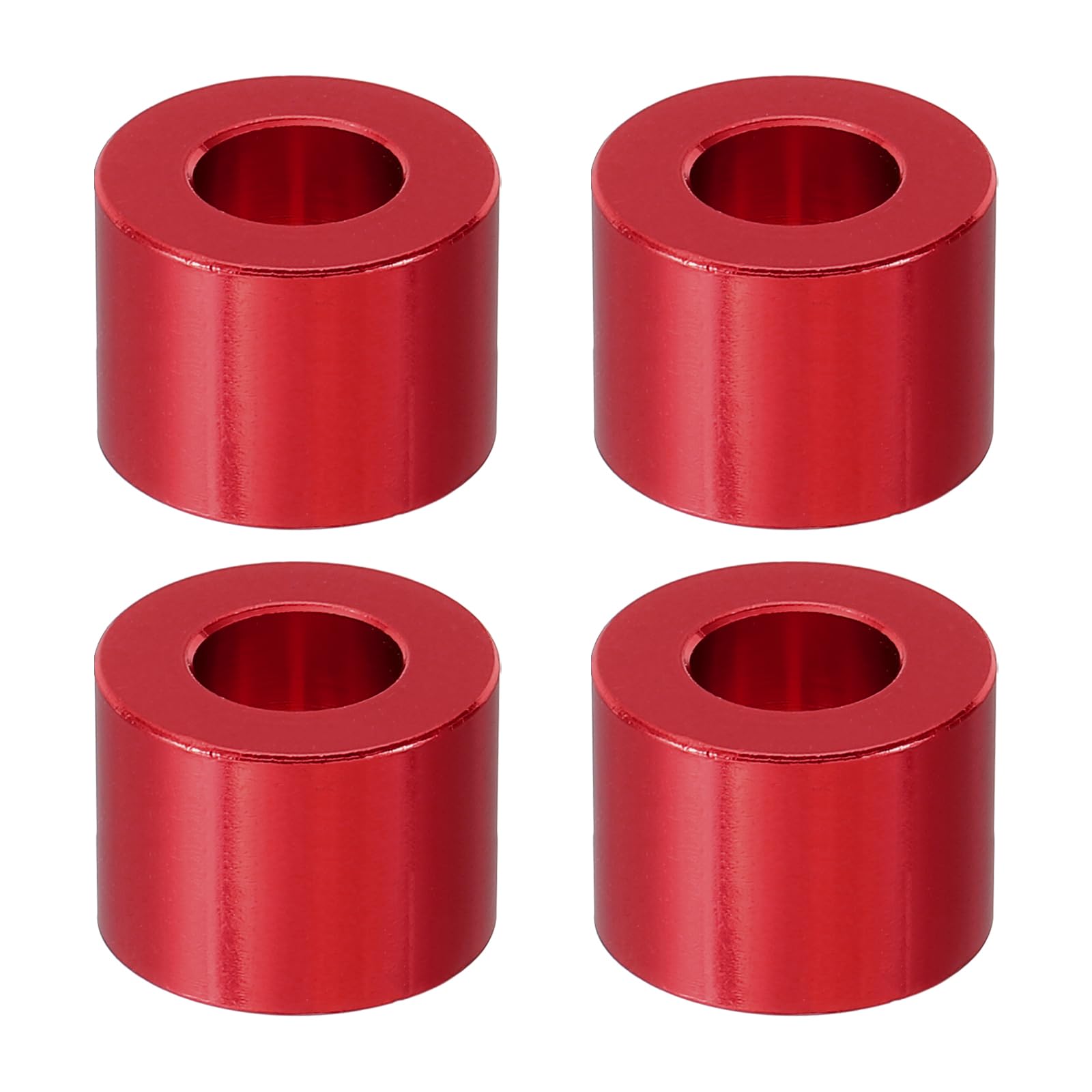 PATIKIL M8 Aluminum Spacer, 4 Pcs Metal Spacers Aluminum 8.2mm ID x 16mm OD x 12mm L Aluminum Spacer Screw Standoff Round for 1/3in or M8 Screw Bolts, Red