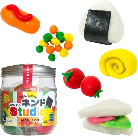 Amazon ボーネルンドオリジナル Bornelund Original かんてんネンドstudio ランチ ボックスセット あか オレンジ きいろ みどり くろ しろ 寒天粘土 2歳頃 Ns003 おもちゃ おもちゃ