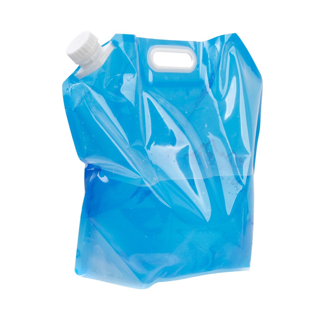 Toumett 10L Folding Drinking Water Container Storage Bag Pouch for Camping Hiking Picnic BBQ Clear and Blue
