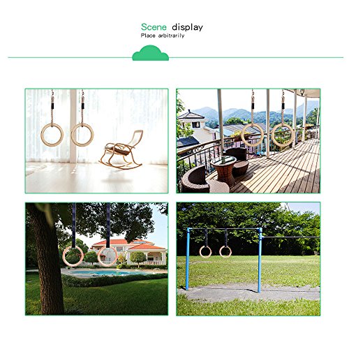 HAPPY PIE PLAY&ADVENTURE 1 pair Wooden Gymnastic Rings - Premium Heavy Duty Rings for Body Strength and Cross Fit Training in Backyard Gym Rings with Pp Adjustable Ropes