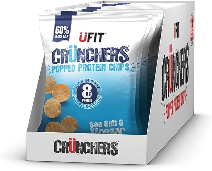 UFIT Crunchers Popped Chips, High Protein Healthy Crisps Sea Salt