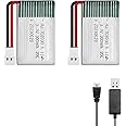 HAWK'S WORK 2 Pcs 3.7V Lipo Battery, 300 mAh Rechargeable Lithium Polymer Battery for RC Plane Helicopter Drone All Models & Toys (XH2.54 Connector)