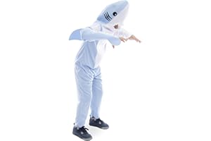 HAUNTLOOK Ferocious Shark Halloween Children’s Costume - Mascot Body Suit Onesie with Fin (Large)