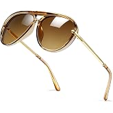 SIPHEW Retro Aviator Sunglasses for Women,Oversized Sun Glasses | Trendy Shades,Double Bridge,Non-polarized Sunnies,Beach/Party/Travel,Everyday Wear