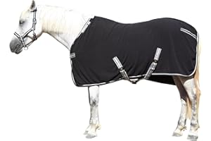 LEAFOREST Horse Fleece Blanket Polar Fleece Cooler Liner Soft Exercise Blankets for Horses Moisture Wicking Sheet in The Barn, Stable, Stall, Pasture, Paddock Black 72 inches