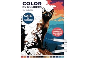 Color by Numbers for Adults: Cats in Nature | Alcohol Markers Coloring Book: Relaxing Landscape Scenes for Young Artists