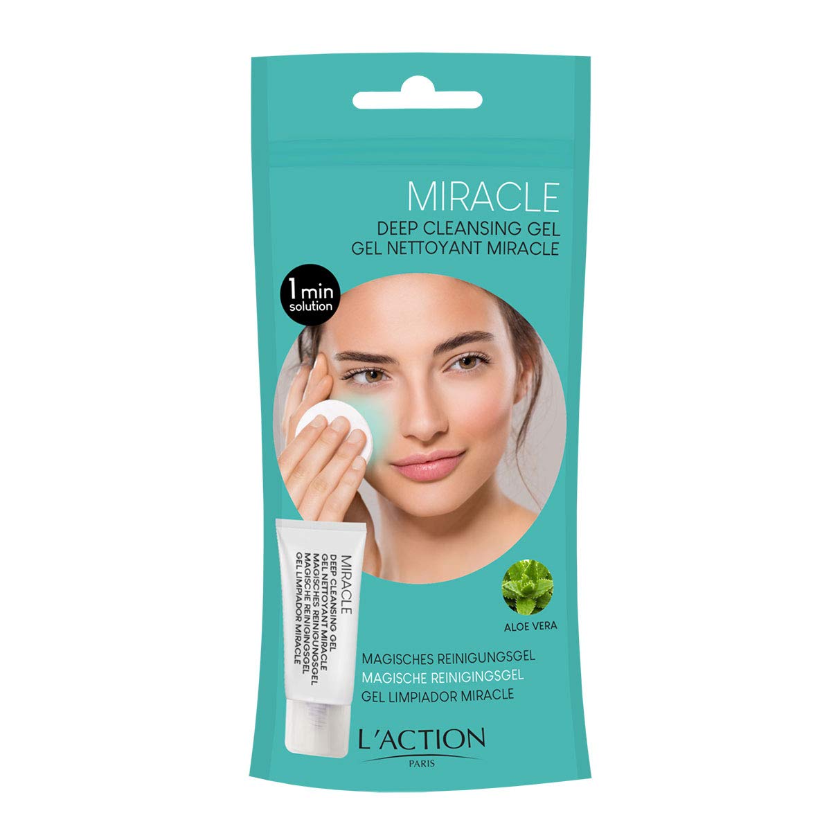 L'Action Paris Clean Miracle Deep Cleansing Gel, Enriched With Cucumber Extract & Aloe Vera, Slows Facial Growth & Removes Dead Cells - 40ml