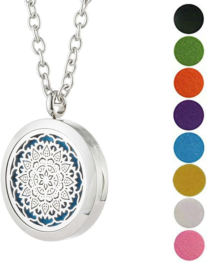 GelConnie Flower Perfume Essential Oil Diffuser Necklace Aromatherapy 316L Hypoallergenic Stainless Steel Pendant CSFL394-1: Jewelry