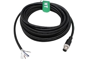 HangTon M12 5 Pin Male A-Coded Sensor Cable to Bare Wire for Industrial Controls Automation, Device Network DeviceNet, CANopen, IO Link, Profibus 3m
