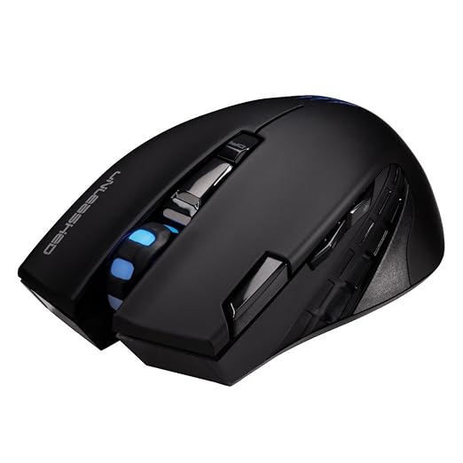 uRage Wireless Gaming Maus Unleashed (USB, 500 Hz, dpi von 800-3000 regelbar, 5 programmierbare Tasten, 4 LED-Farben) schwarz