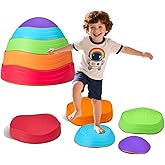 kryolla Balance Stepping Stones – 5-Pack Non-Slip Rocks. Enhances Coordination and Motor Skills for Ages 3+. Great Sensory Toy for Developmental Growth