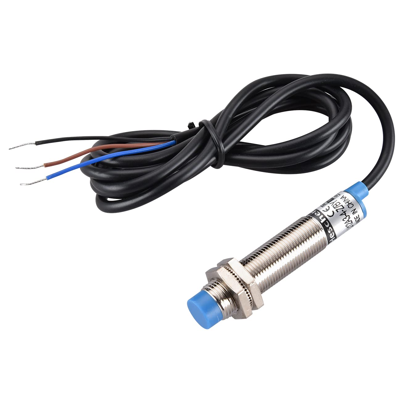 Heschen M12 Inductive Proximity Sensor Switch, Non-shield Type, LJ12A3-4-Z/BY Detector, 4mm, 10-30 VDC, 200mA, PNP NO, 3 Wire, Magnetic Metal, IP67, Blue