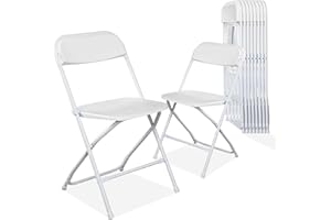 Usnipoya 10 Pack White Plastic Folding Chairs with 350-LBS Capacity, Portable Indoor Outdoor Chairs, Stackable Commercial Seat with Steel Frame for Office, Party, Events, Wedding, Kitchen