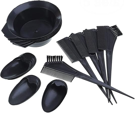 Amazon Co Jp Winomo ヘアダイブラシ ヘアカラーカップ 毛染め用耳カバー ヘアダイコーム 5点セット 白髪染め 家庭用 美容師プロ用 プラスチック製 ブラック ビューティー