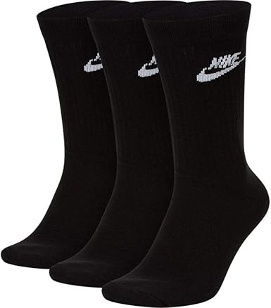 nike evry essential 3 pack socks in white