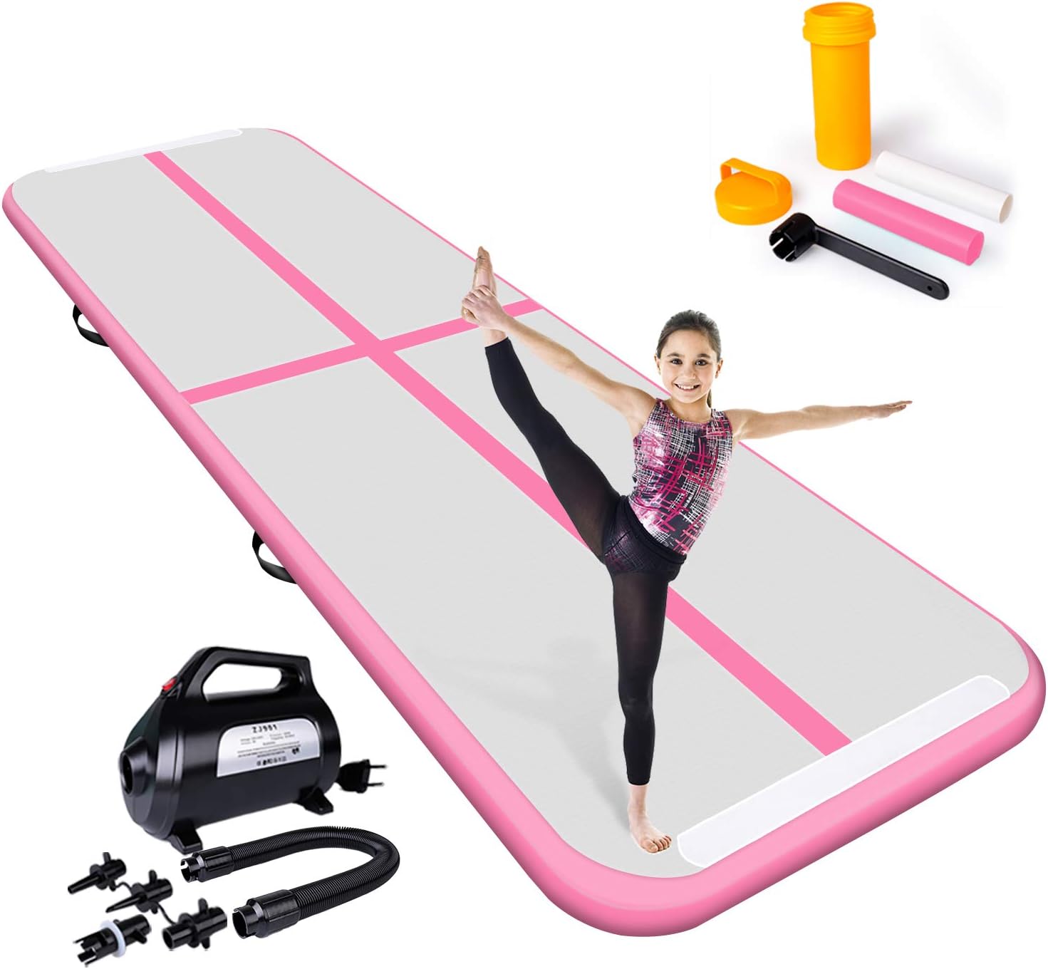 Yikky Airtrack Tumbling Mat 2/3/4/5/6/7/8/9/10/11/12M Inflatable Air Track Gymnastics Tumbling Mat/Yoga/Taekwondo/Water Floating/Camping Training Mat With 500W Electrical Pump