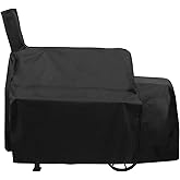 Unicook Heavy Duty Waterproof Grill Cover, Compatible with Oklahoma Joe's Highland, Horizontal and More Smokers, Charcoal Offset Smoker Cover, Fade and UV Resistant Material, Black