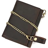 Alkenred Mens leather wallet Chain small RFID Blocking trifold Wallet Slim Minimalist Western Wallet For Men with Credit Cards(coffee)
