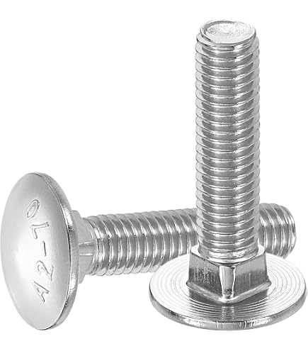 LBY 5 Sets 3/8-16 X 4 Carriage Bolts – Square Neck, Round Head, With Hex Nuts & Flat Washers, 45# Steel, Black