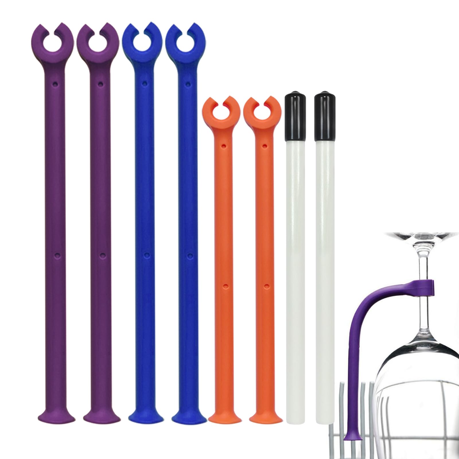 HJYZY Multi-Size Dishwasher Wine Glass Holder (8 pcs), Silicone 17cm/21.5cm Accessories, Fiber Holder for Stem Wine Glass Protection