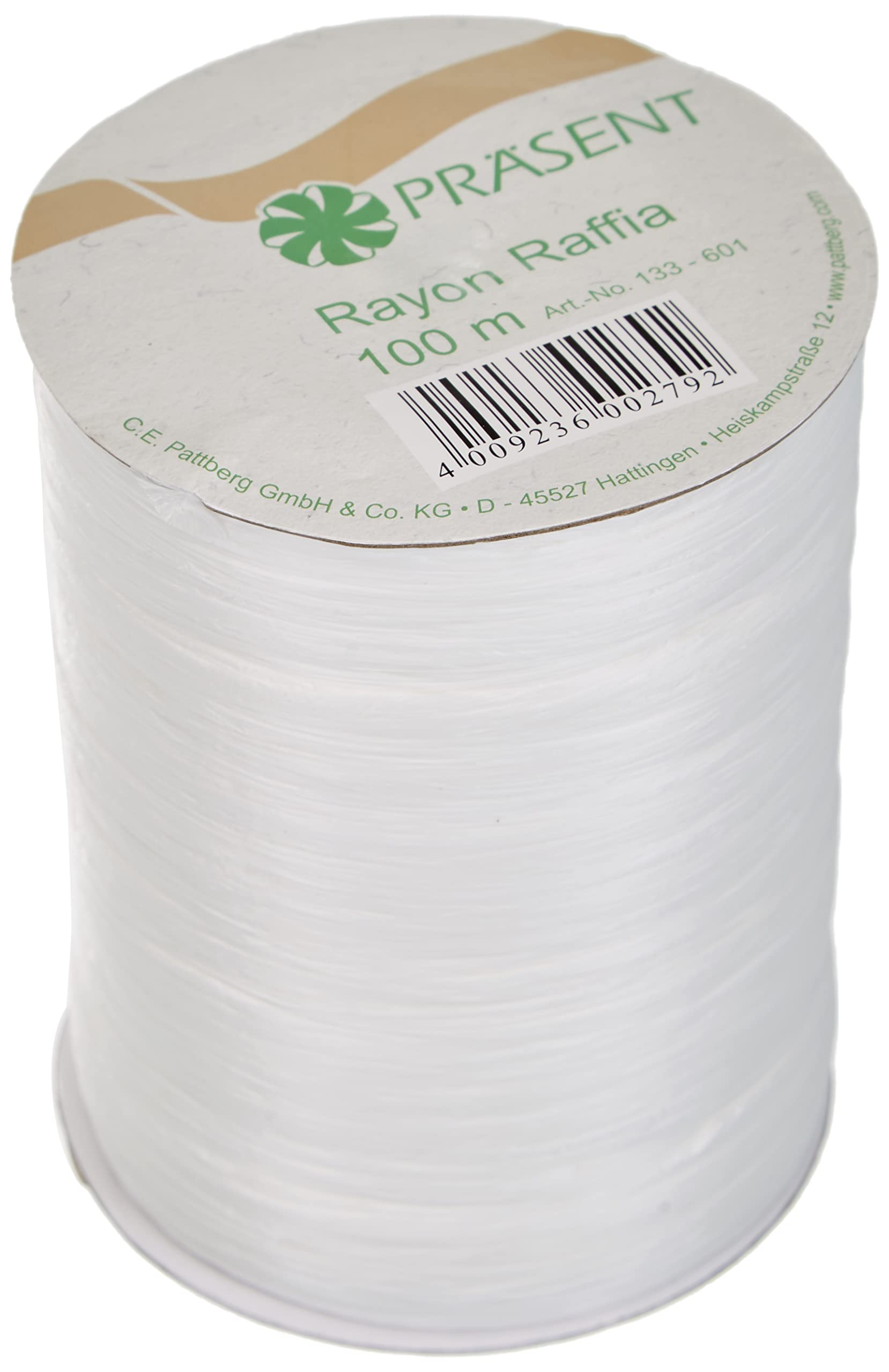 PRÄSENT - Rayon Raffia Biodegradable Ribbon White 100 meter spool